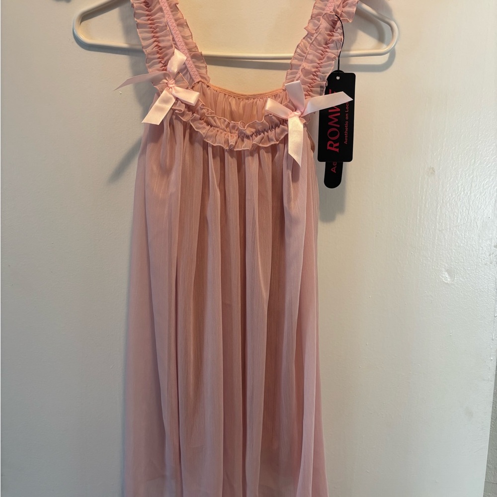 Pink Sleeveless Dress with Ruffle Details